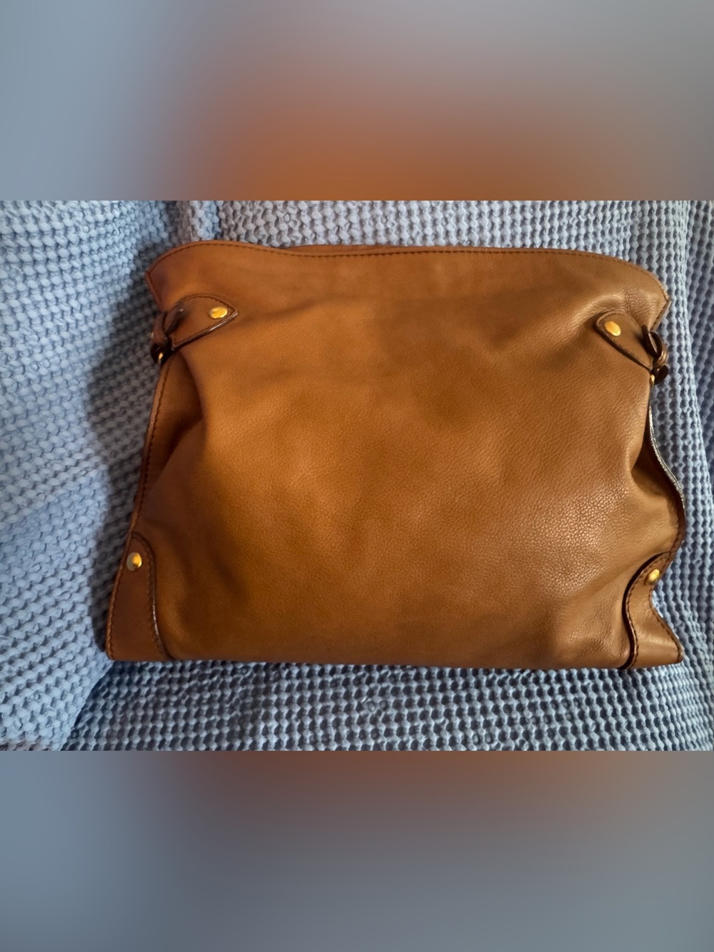 Miu Miu Tan Leather Shoulder Bag with Gold Plaque - Picture 2 of 6